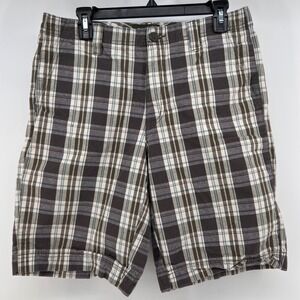 Eddie Bauer Mens Plaid Shorts Size 32 Classic Fit Cotton Casual Outdoor
